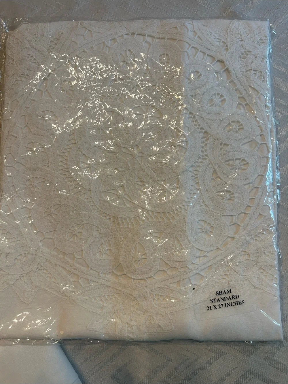 Pair of Vintage Battenburg Lace Pillow Shams NWT